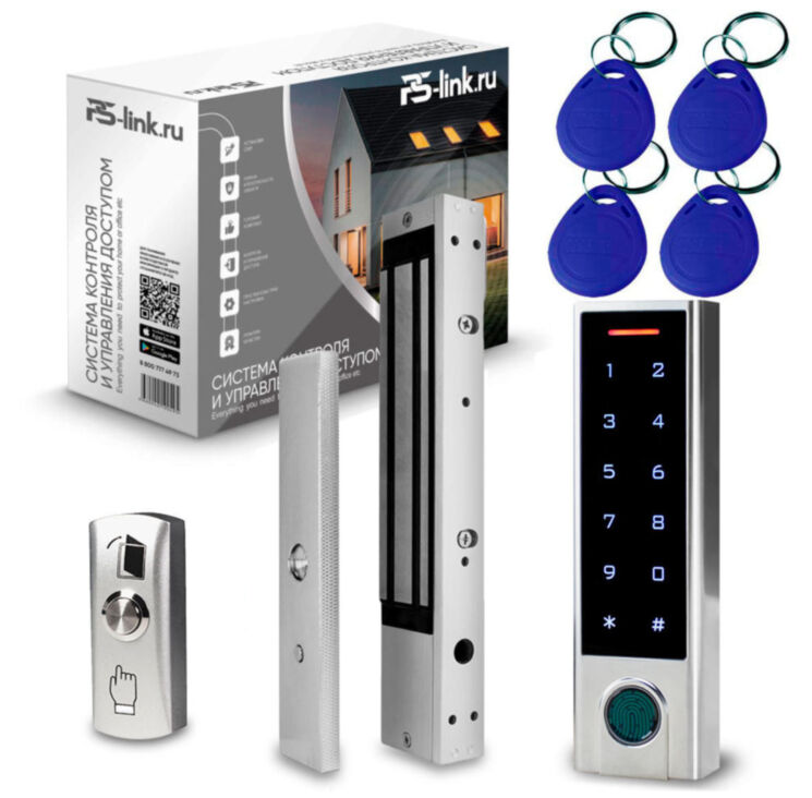 Система СКУД Ps-Link KIT-C1EM-350LED / сканер отпечатков / магнитный замок 350кг / RFID, WIFI