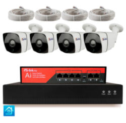 Комплект видеонаблюдения IP 2Мп  KIT-C204IP-PL 4 камеры для улицы, программный датчик движения, удаленный доступ, ночное видение