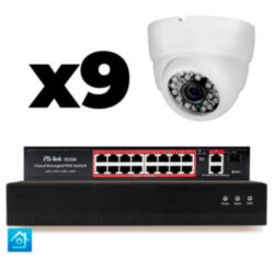 Комплект видеонаблюдения IP 2Мп  KIT-A209IP-PL 9 камер, программный датчик движения, удаленный доступ, ночное видение, умный коммутатор